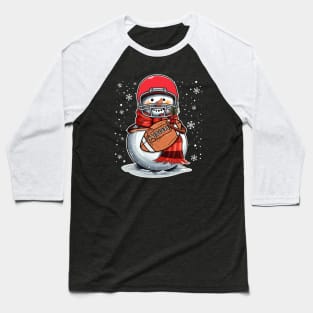 Vintage American Football Snowman Christmas Baseball T-Shirt